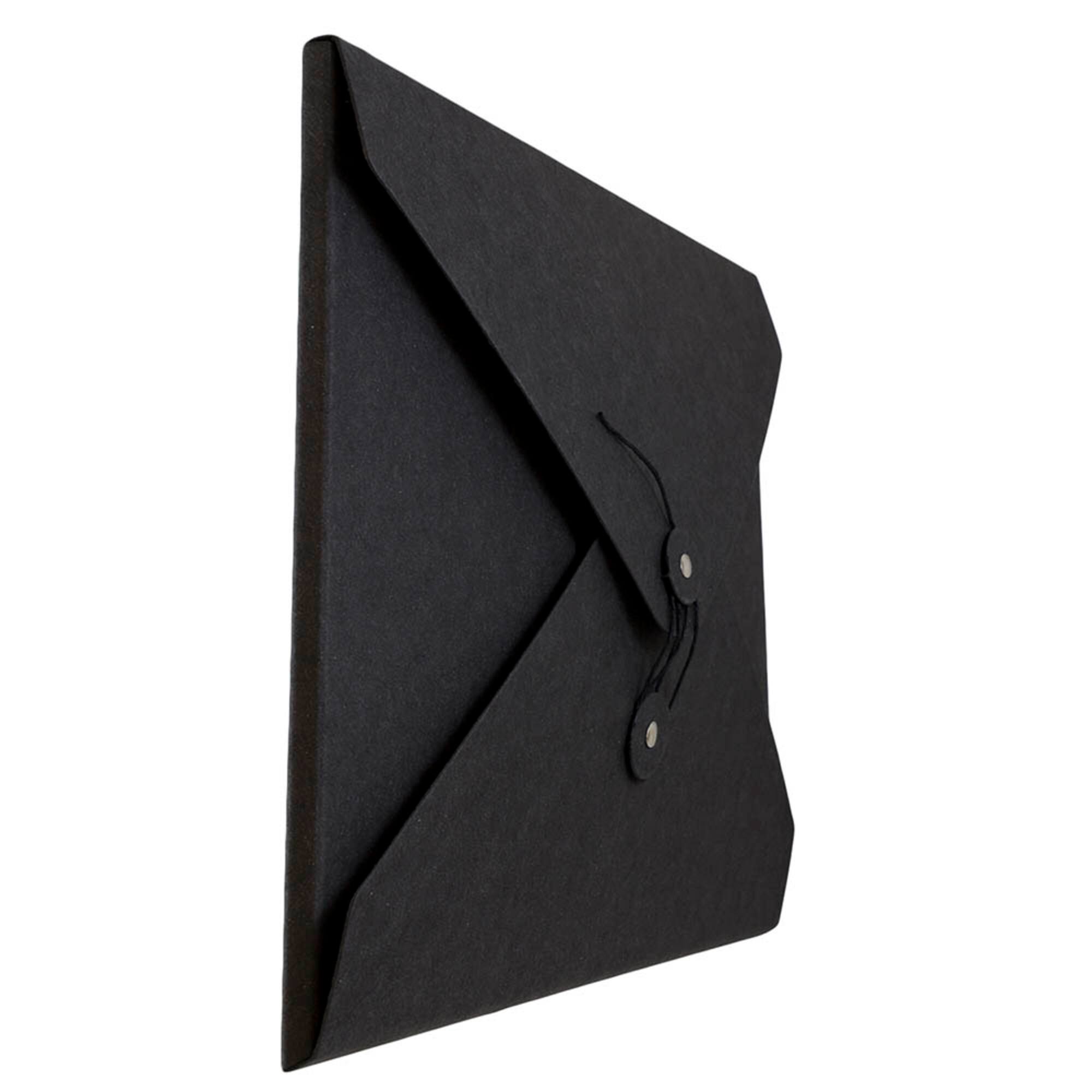 JAM Paper Black 9.5" x 12" Button & String Tie Kraft Portfolio